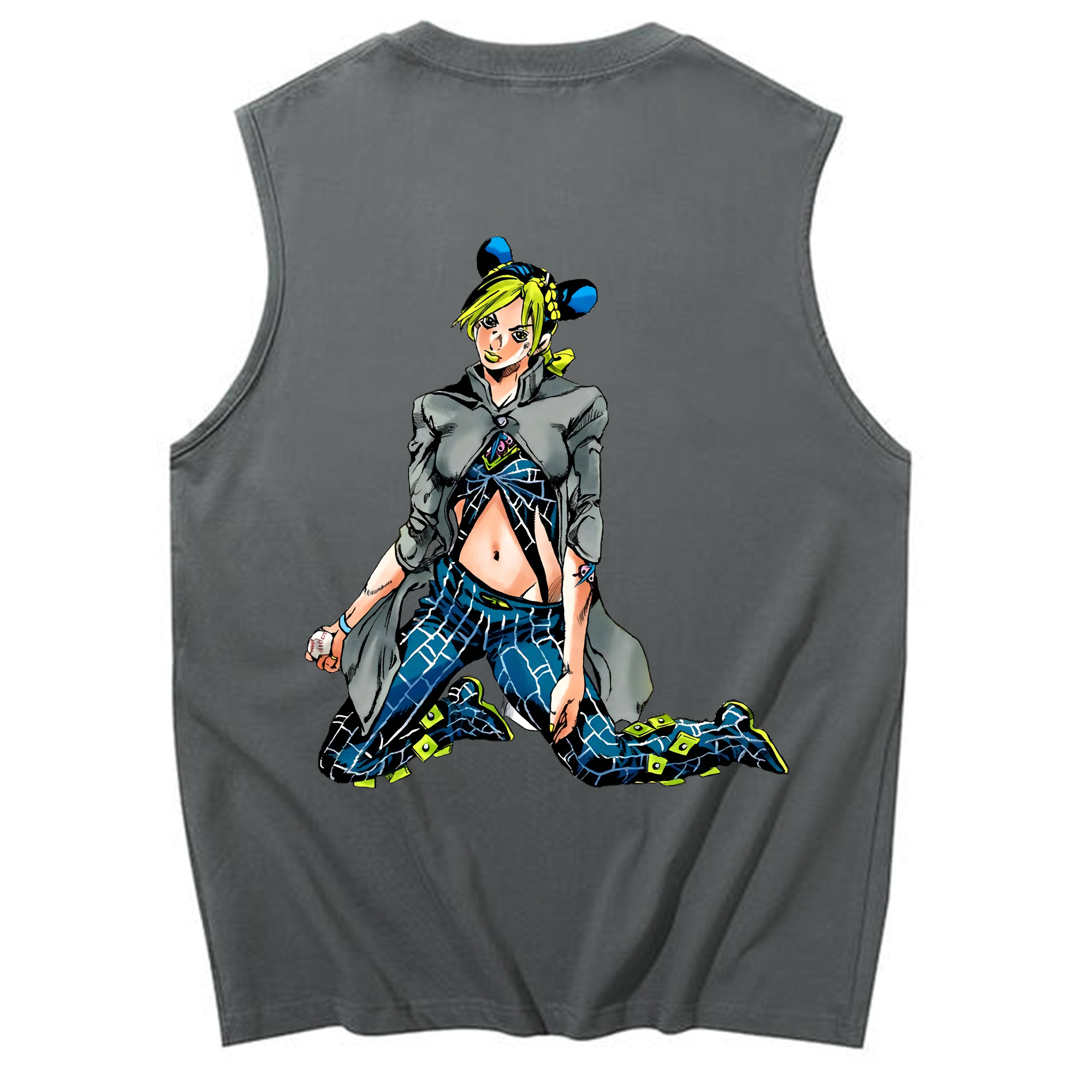 （画像用） "ジョジョの奇妙な冒険 くうじょう ジョリーン JoJo's Bizarre Adventure Jolyne Cujoh " コットン100％タンクトップ（背面プリント）